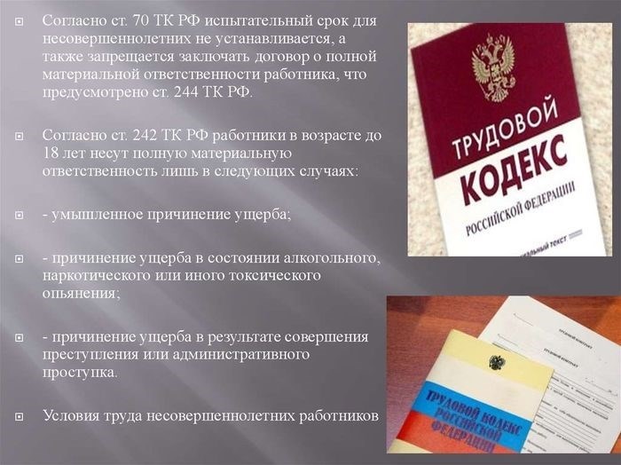 Трудовой кодекс Российской Федерации вопреки-труд молодого человека несовершеннолетнего возраста.